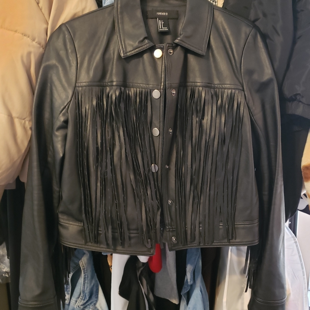 Fringy leather jacket